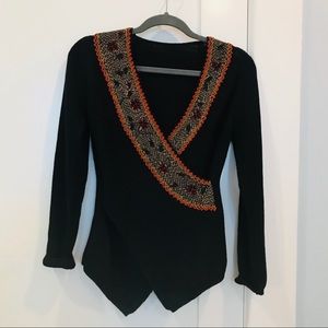 PERUVIAN Knitted‎ Sweater, Floral Embroidery